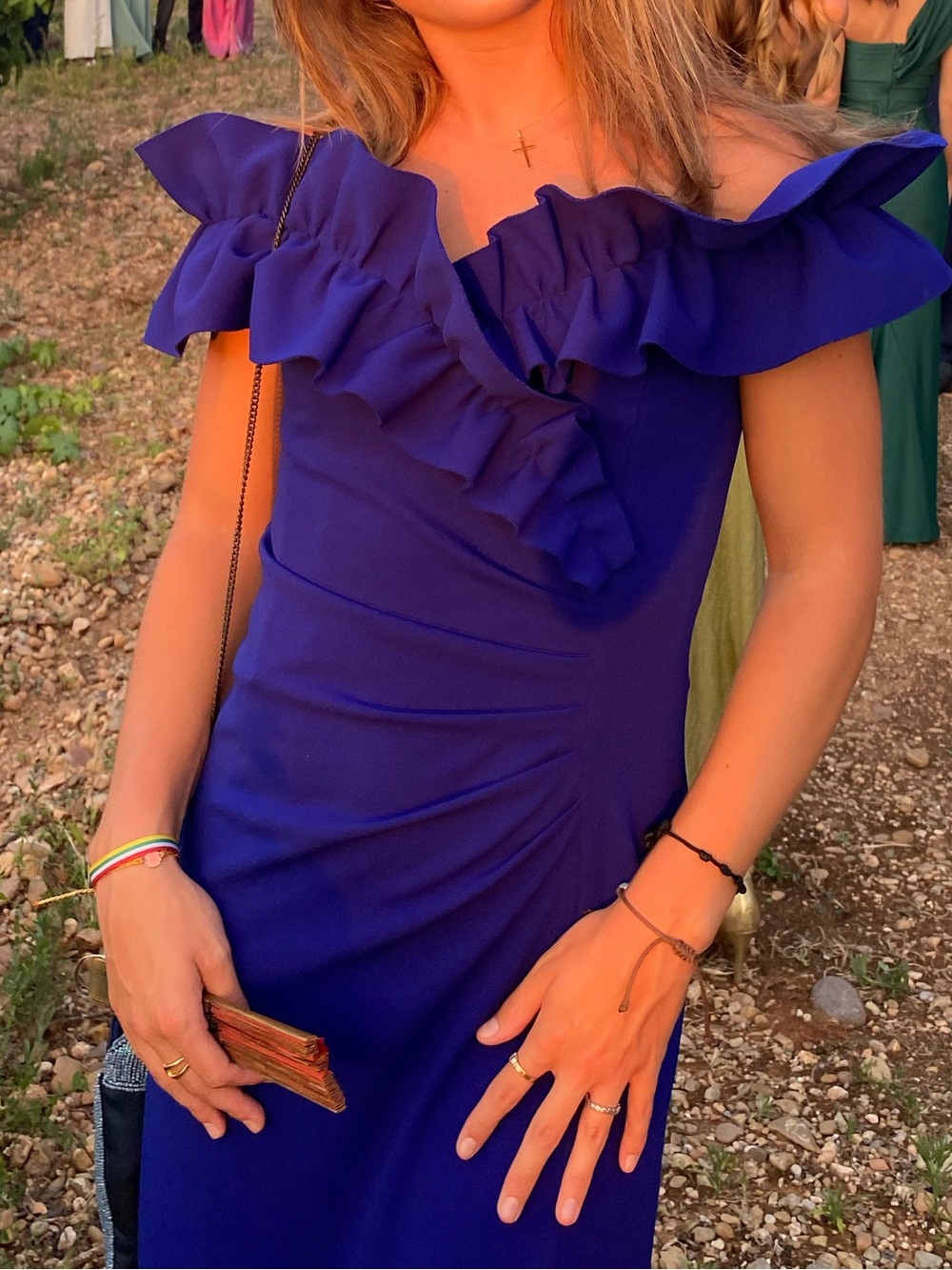 Xscape One-Shoulder Ruffled Evening Gown in Royal Blue